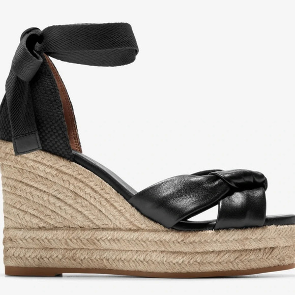 Cole Haan Sz 8.5 Cloudfeel Hampton Leather Top Knot Espadrille Wedge Sandals NEW - Picture 3 of 16
